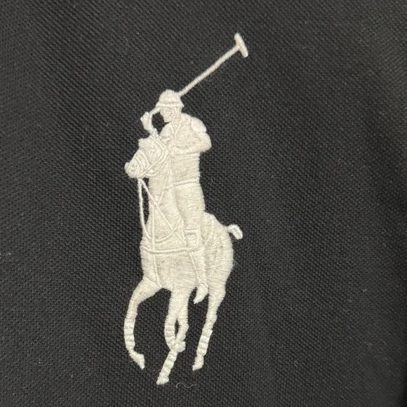 Polo by Ralph Lauren Men's Black White Polo Shirt Big Pony Crest size L Preppy - Picture 4 of 11